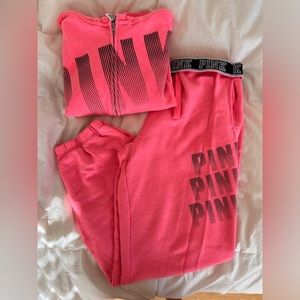 Victoria Secret's PINK Neon Pink Tracksuit (Women's Small)